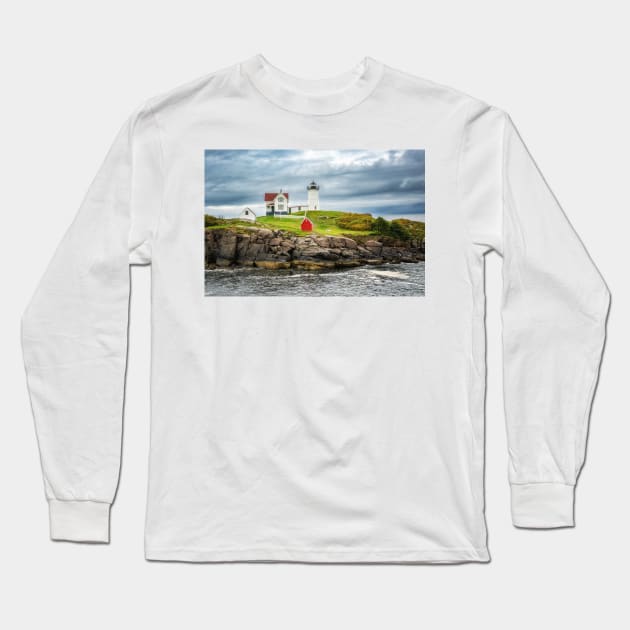 Nubble Lighthouse Long Sleeve T-Shirt by StacyWhite